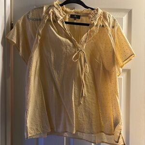 7 For All Mankind Yellow Tie-Front Blouse